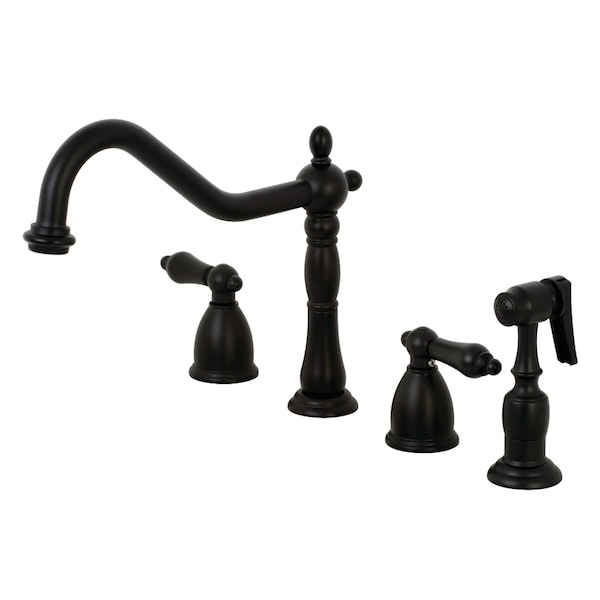 KB1790ALBS 8" Widespread Kitchen Faucet W/ Brass Sprayer, Matte Black